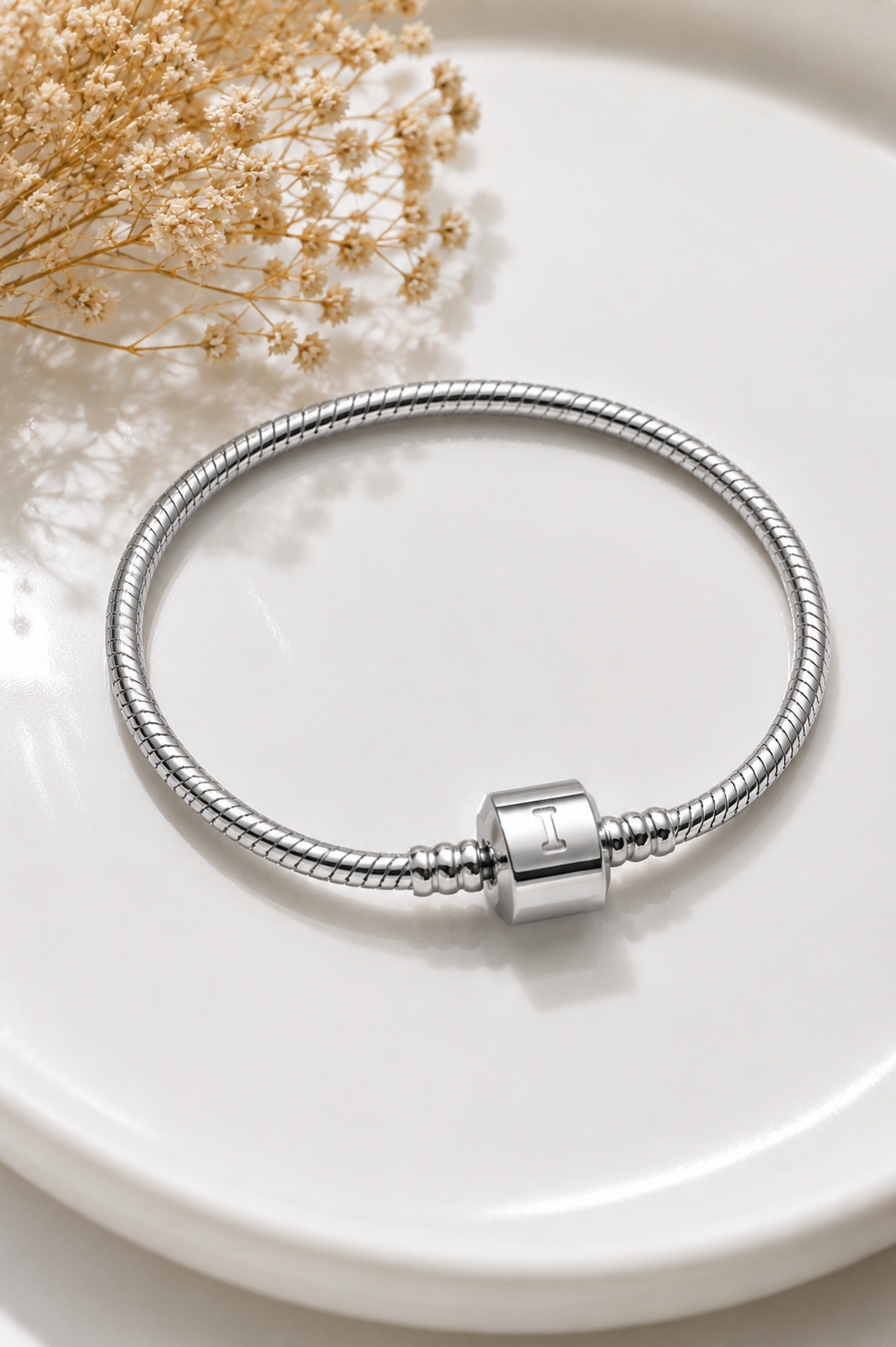 Pulseira para Berloques com Fecho Tambor Banhada em Prata 925
