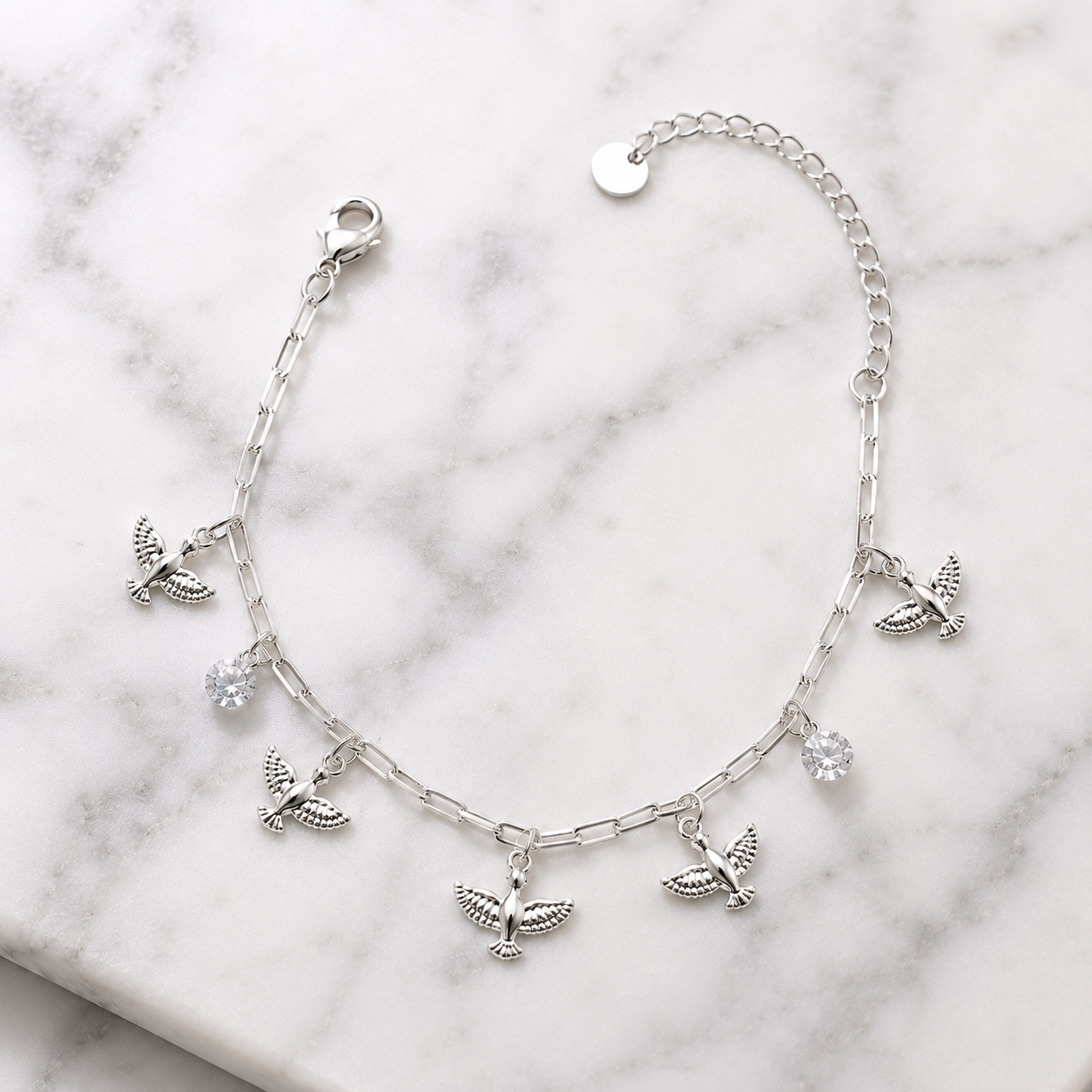 Pulseira Espírito Santo com Zircônias Banhada em Prata 925