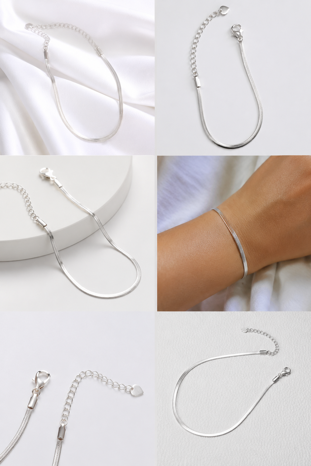 Pulseira Fita Laminada Banhada em Prata 925