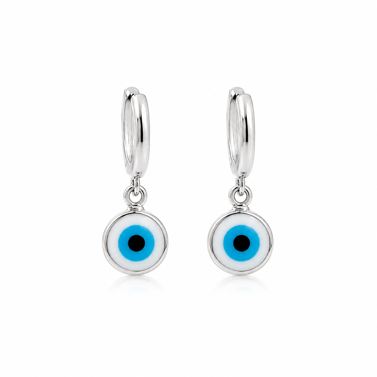 Brinco Olho Grego com Argola Click Banhado em Prata 925