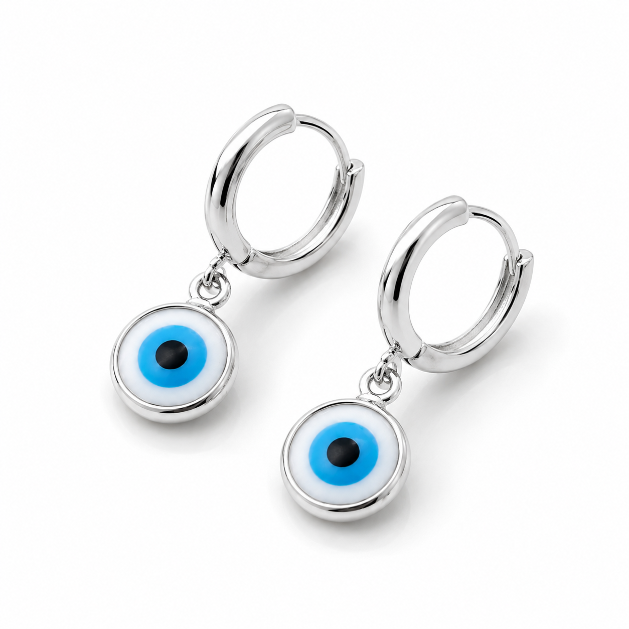 Brinco Olho Grego com Argola Click Banhado em Prata 925
